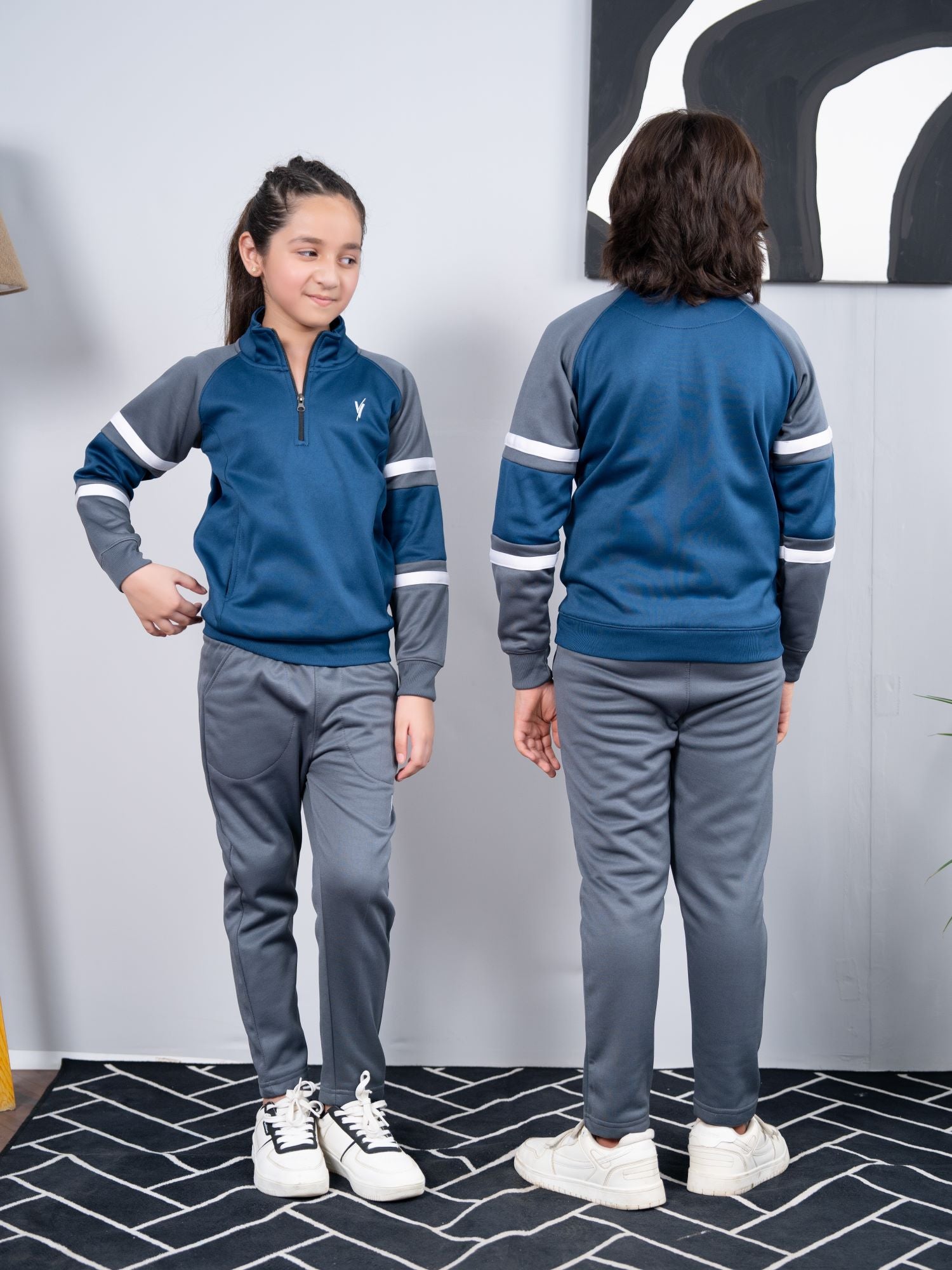 Mock Neck Tracksuit For Boys & Girls, Fleece #VWT23-A