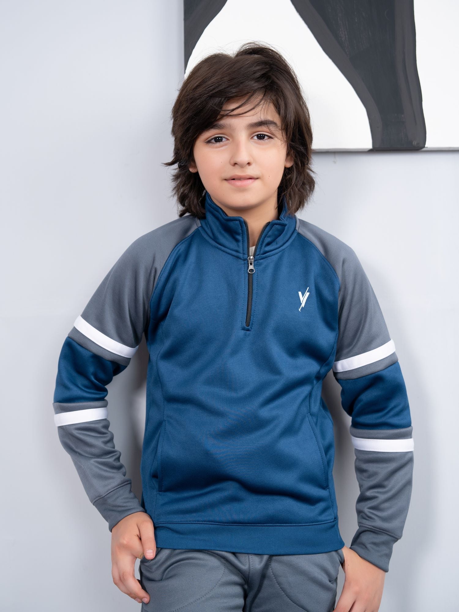 Mock Neck Tracksuit For Boys & Girls, Fleece #VWT23-A