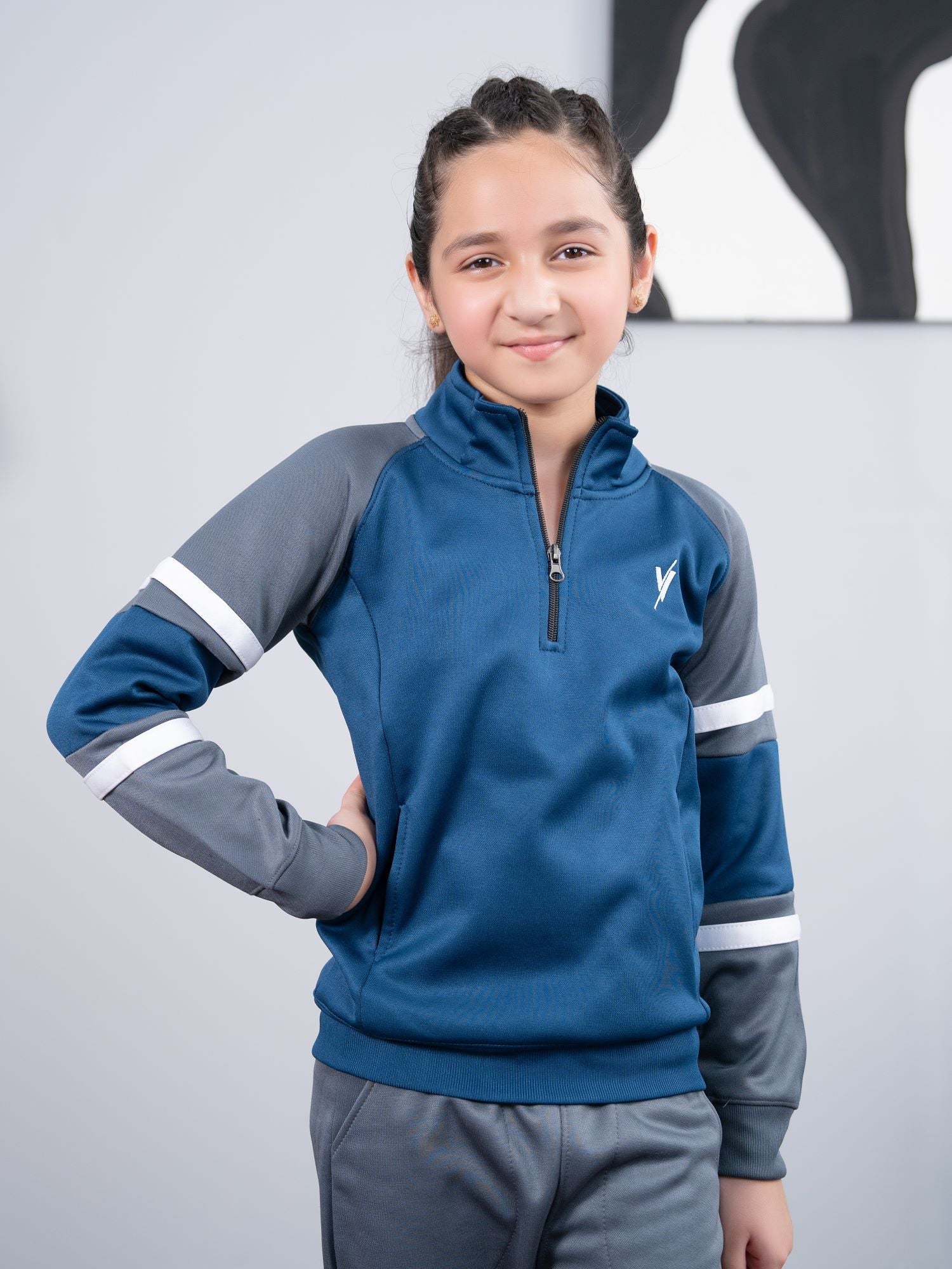 Mock Neck Tracksuit For Boys & Girls, Fleece #VWT23-A