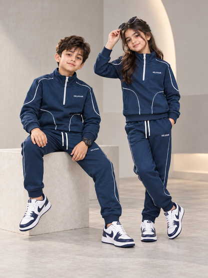 Mock Neck Tracksuit For Boys & Girls Fleece #VWT11-D