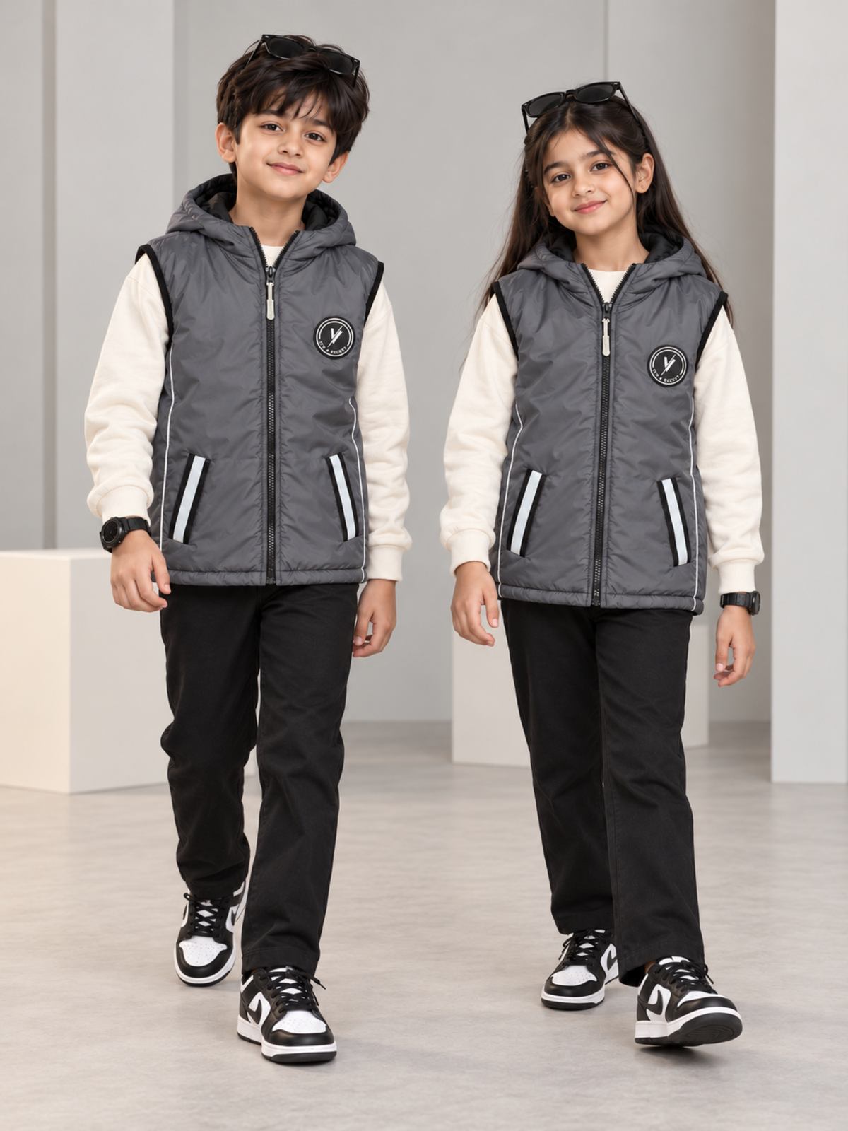 Sleeveless Hooded Puffer For Boys & Girls VJ77-B