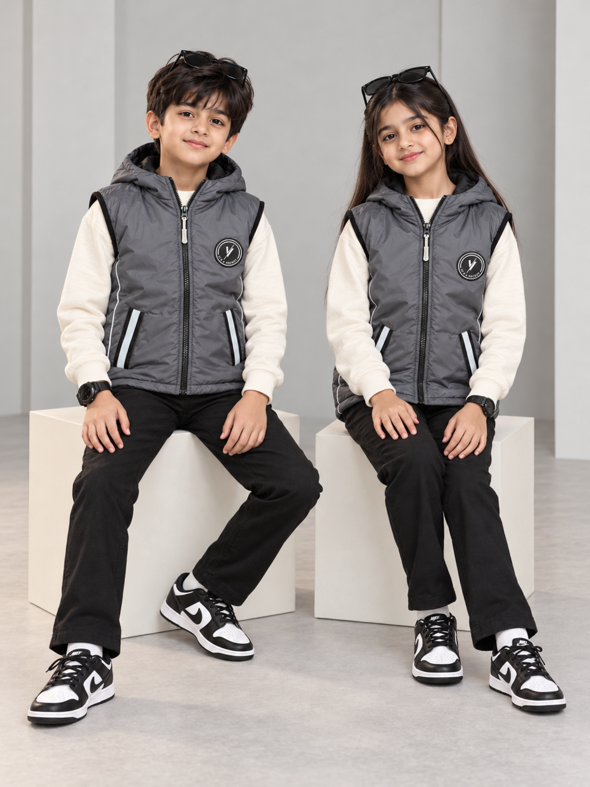 Sleeveless Hooded Puffer For Boys & Girls VJ77-B
