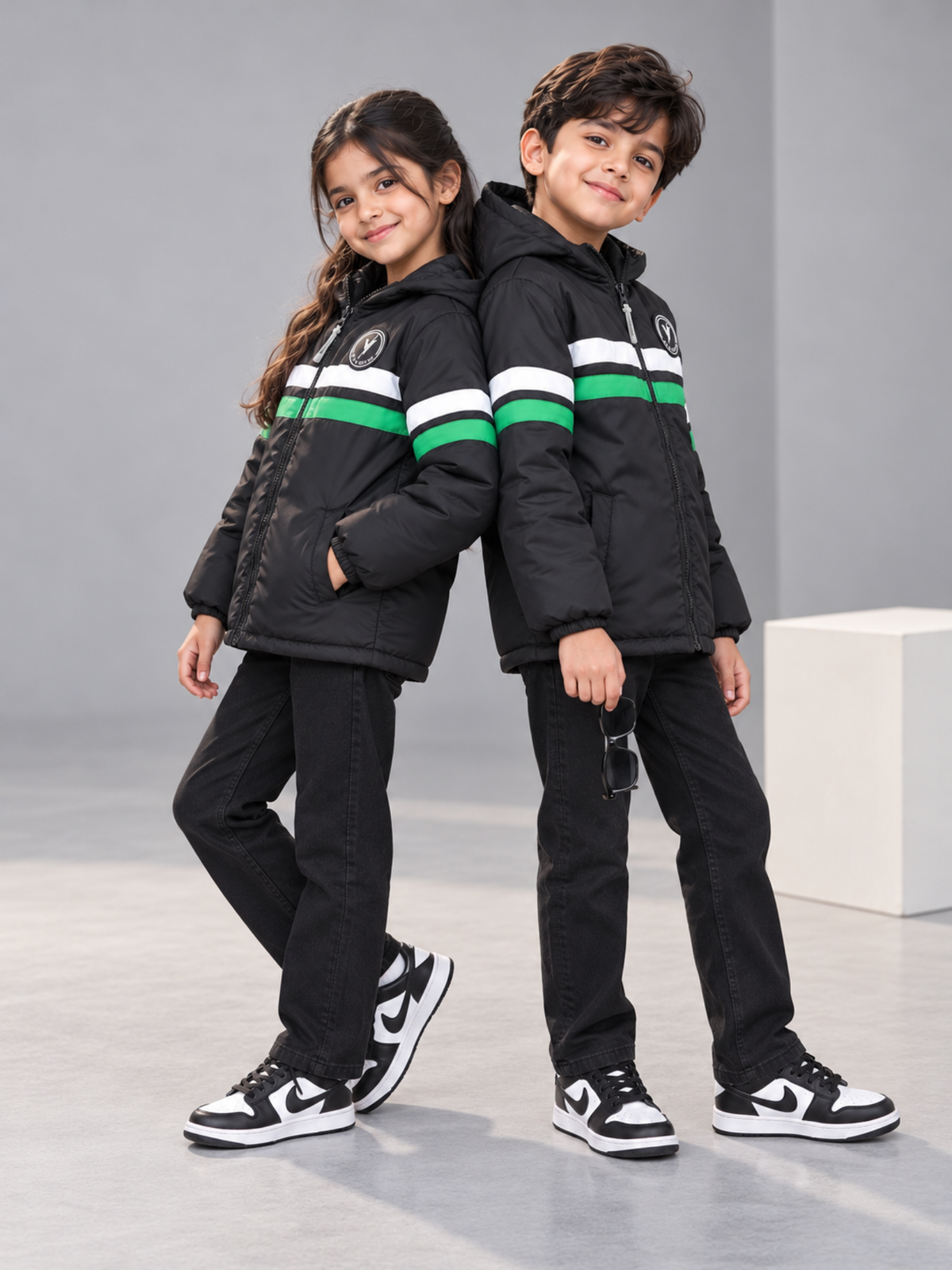 Full Sleeves Hooded Puffer Jacket Boys & Girls VJ78-B