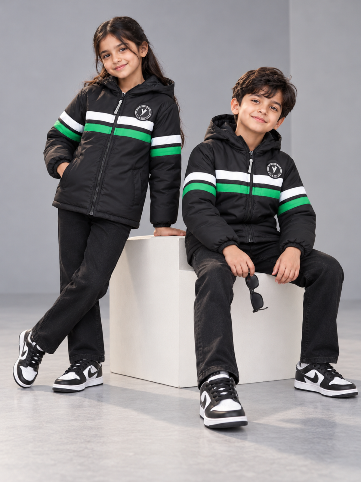 Full Sleeves Hooded Puffer Jacket Boys & Girls VJ78-B