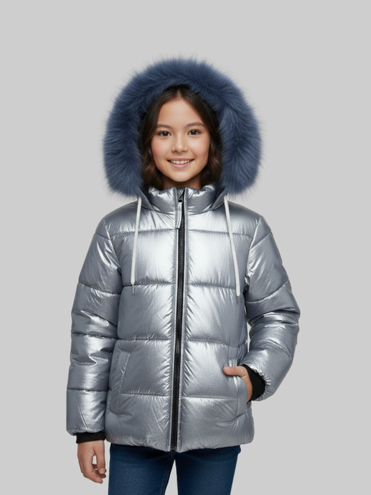 Full Sleeves Hooded Puffer Jacket For Girls VJ84-A