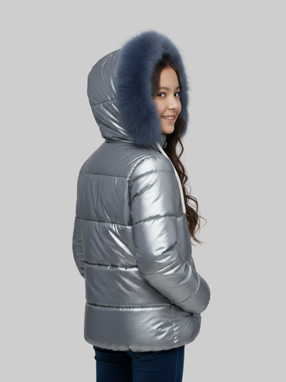 Full Sleeves Hooded Puffer Jacket For Girls VJ84-A
