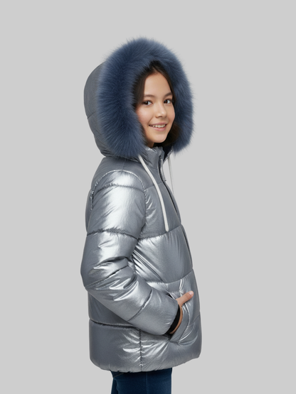 Full Sleeves Hooded Puffer Jacket For Girls VJ84-A