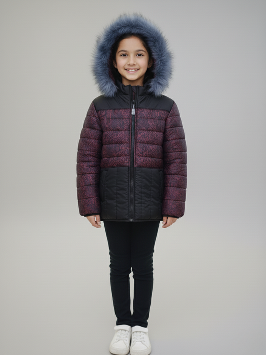 Full Sleeves Hooded Puffer Jacket For Girls VJ83-A
