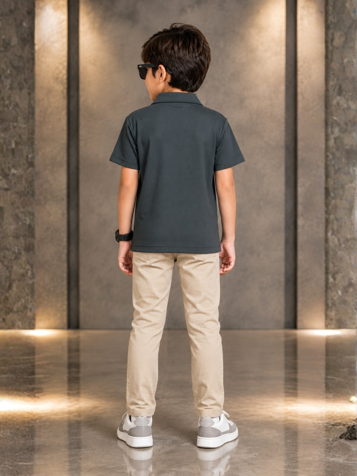 Boys Imported Textured Polo Shirt VP29-C