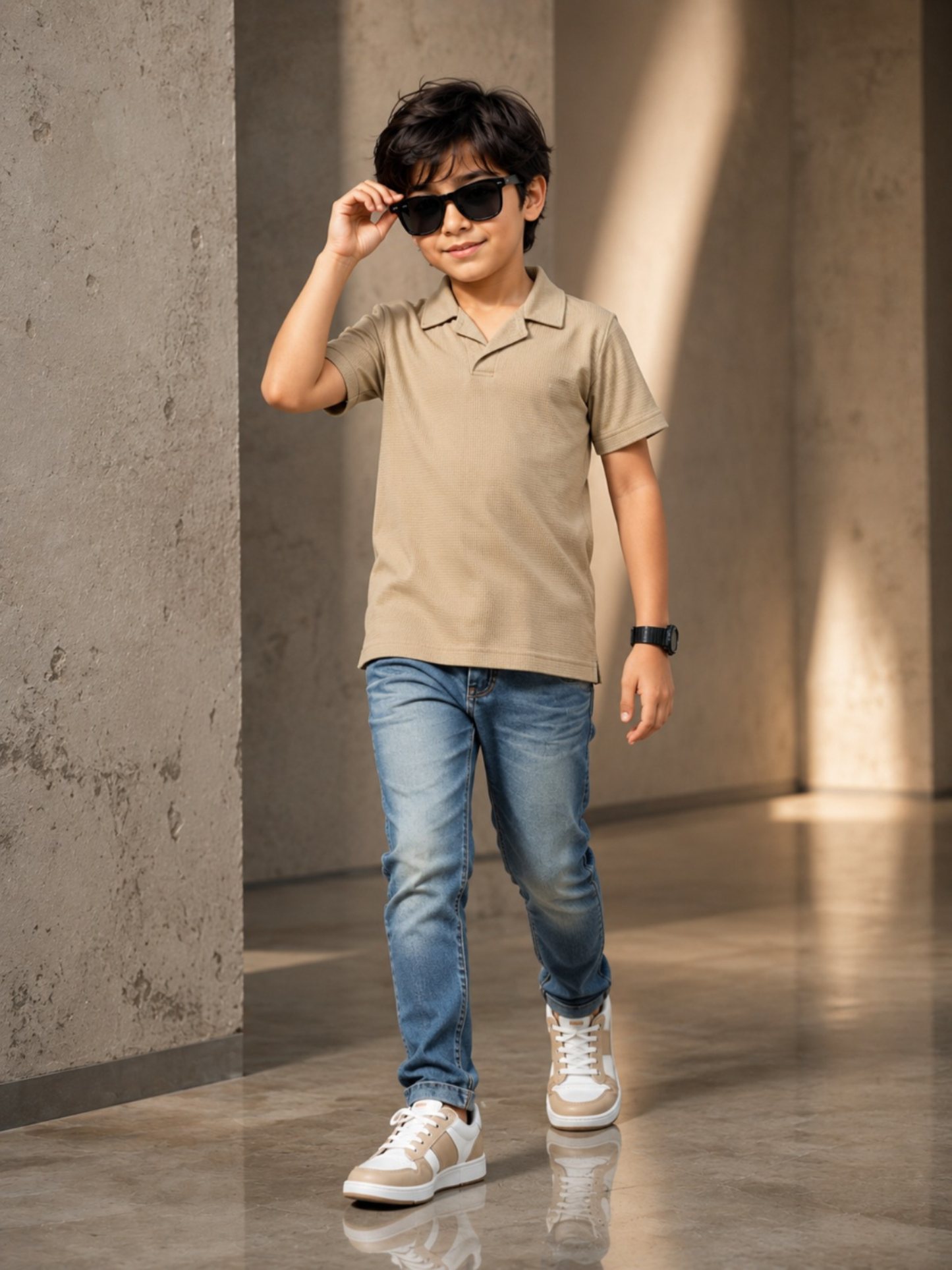 Boys Imported Textured Polo Shirt VP29-A
