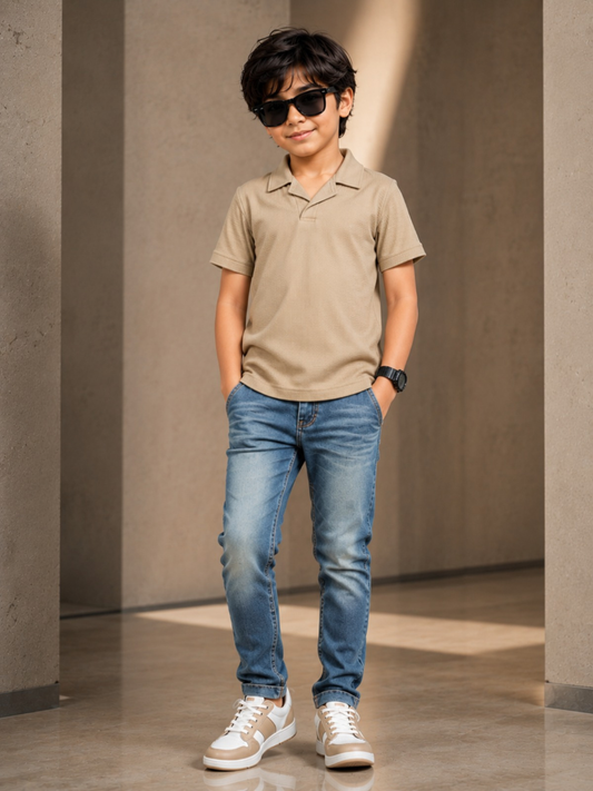 Boys Imported Textured Polo Shirt VP29-A
