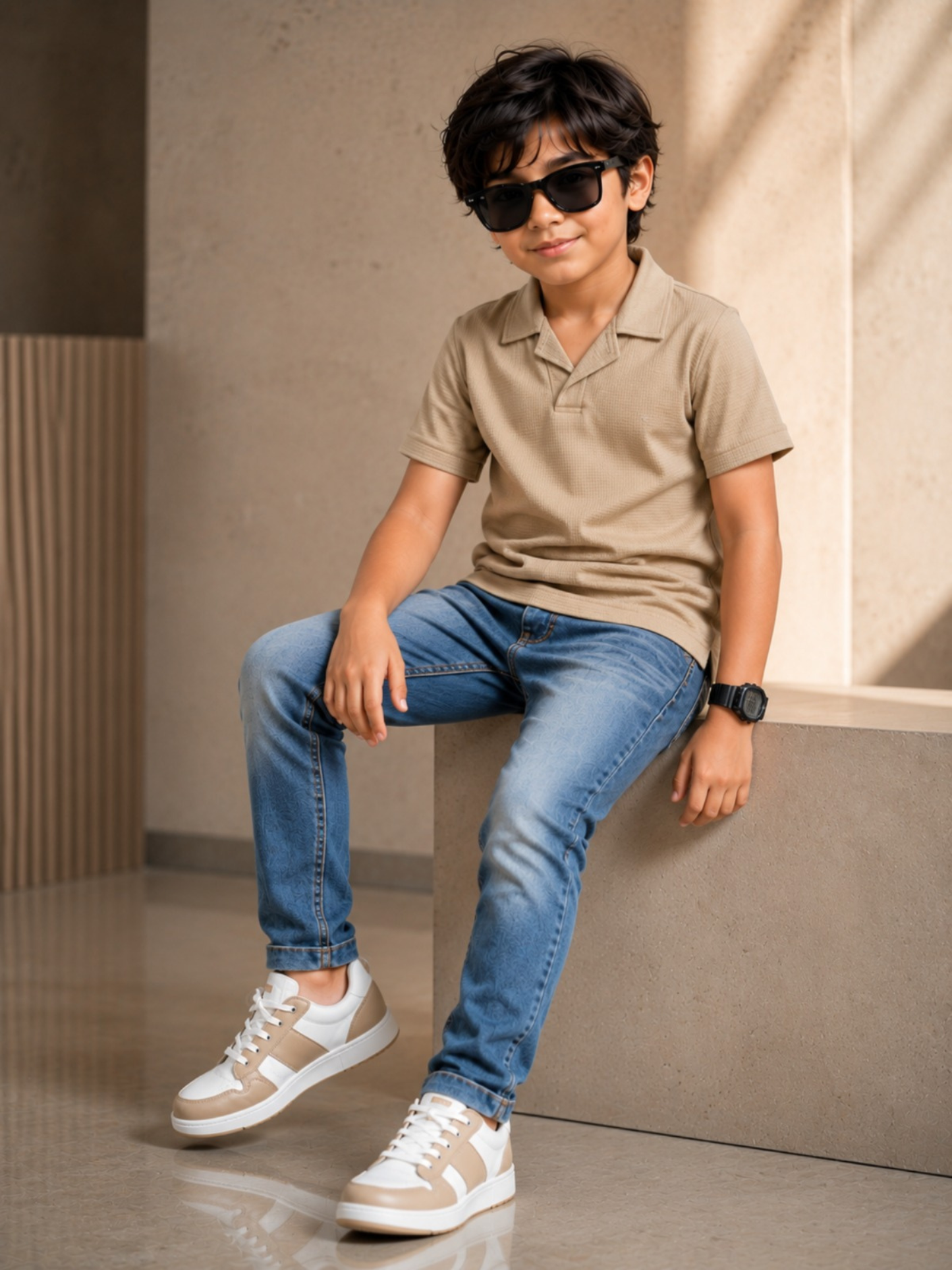 Boys Imported Textured Polo Shirt VP29-A