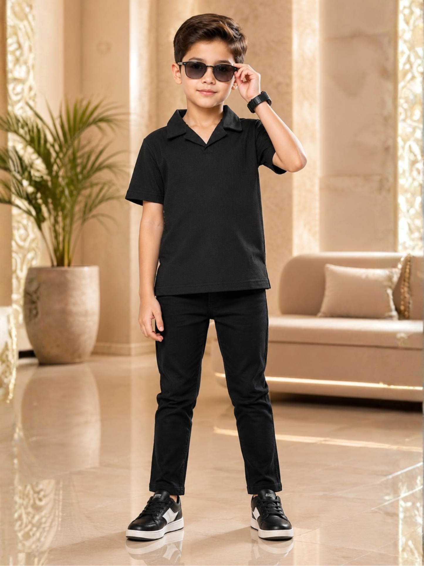 Boys Imported Textured Polo Shirt VP29-B