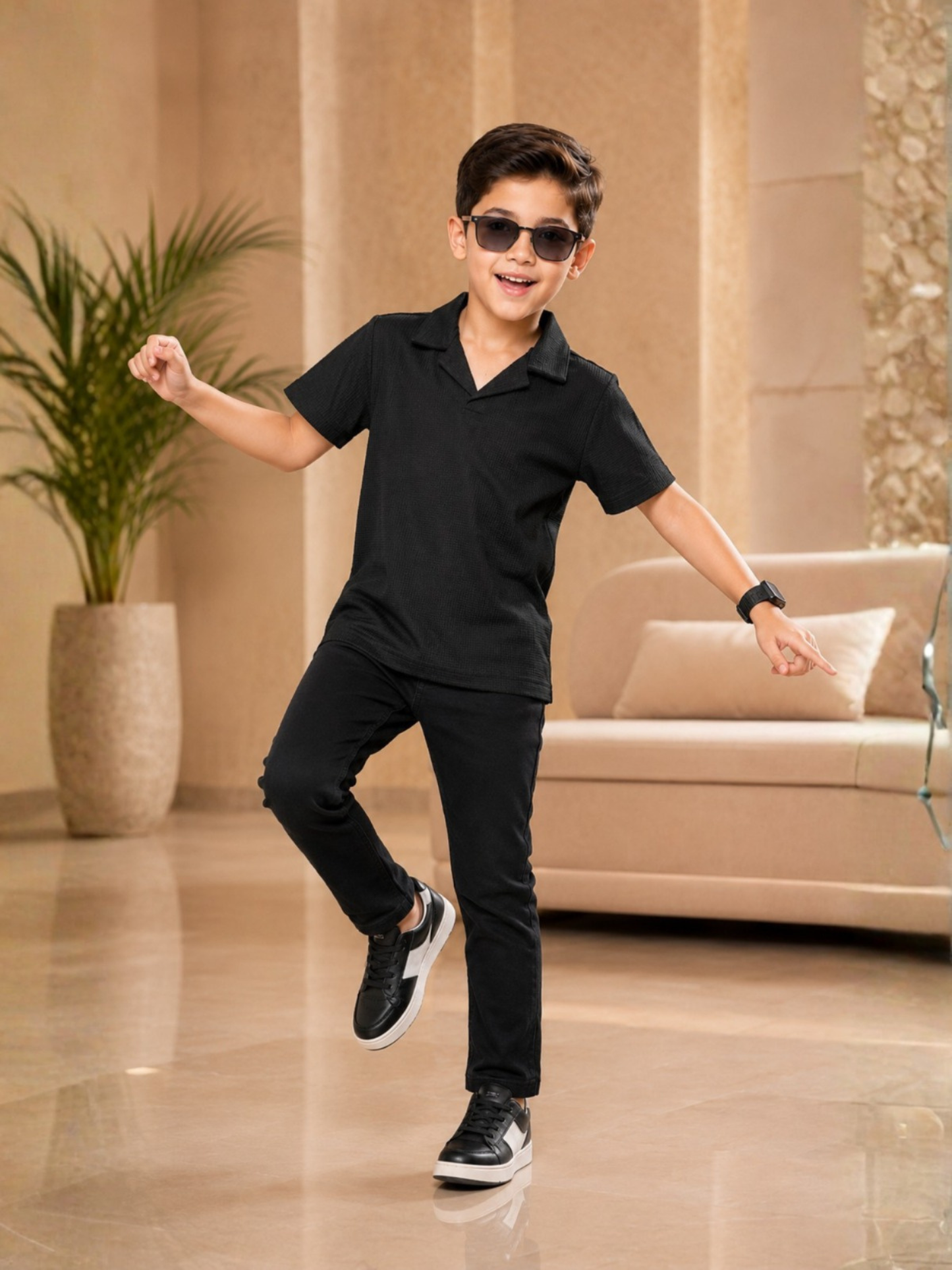 Boys Imported Textured Polo Shirt VP29-B