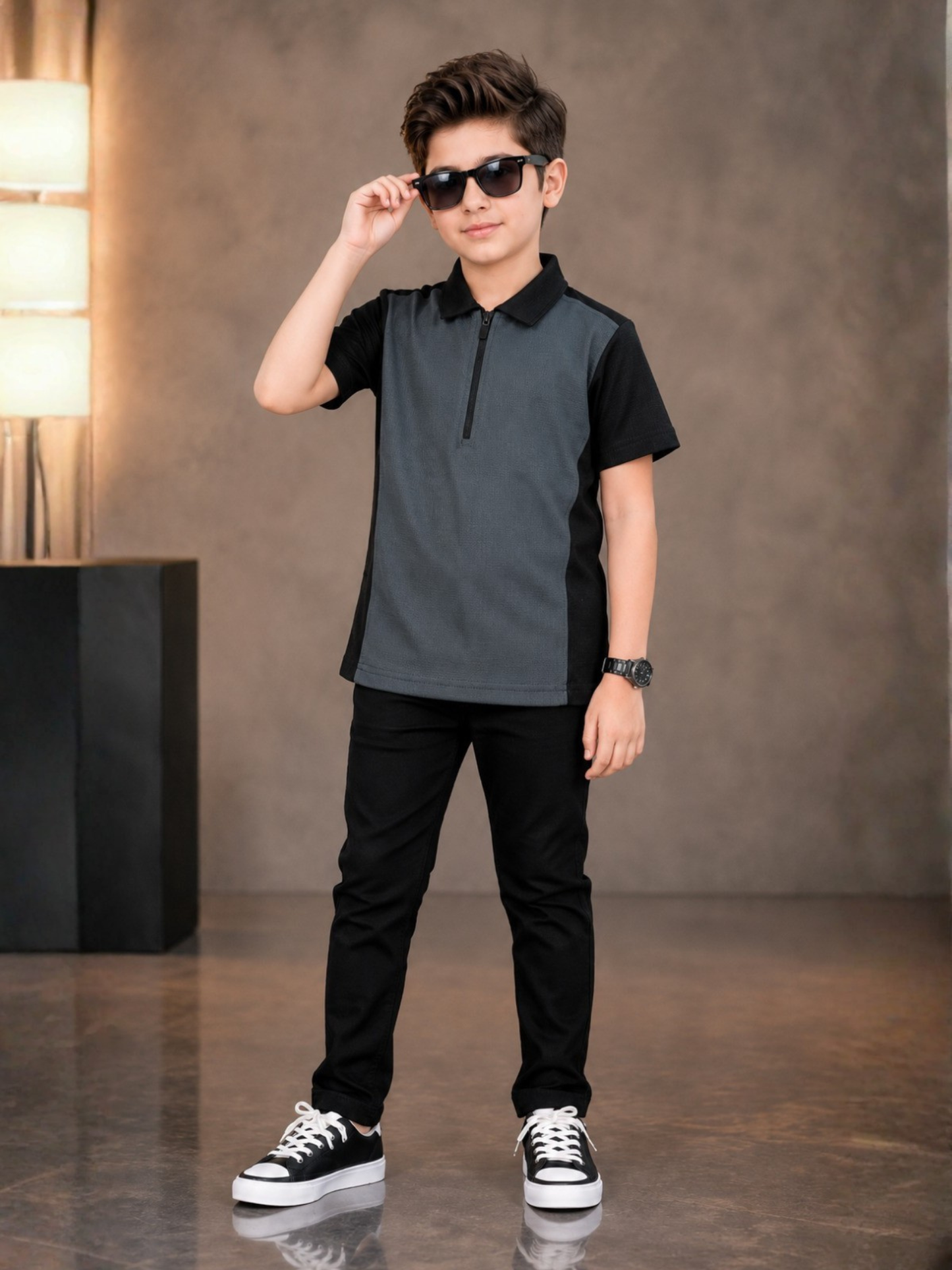 Boys Imported Textured Polo Shirt VP28-C