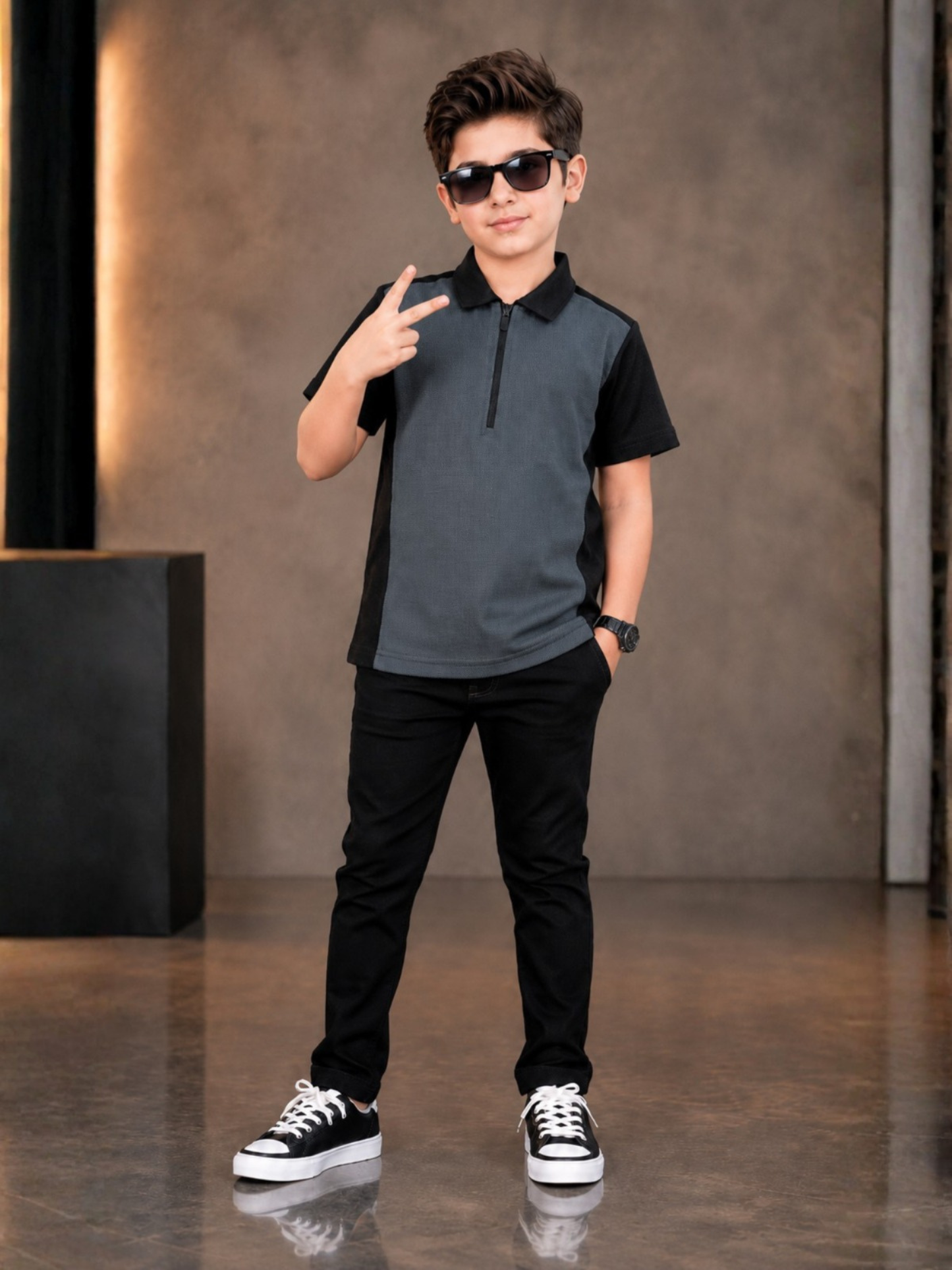 Boys Imported Textured Polo Shirt VP28-C
