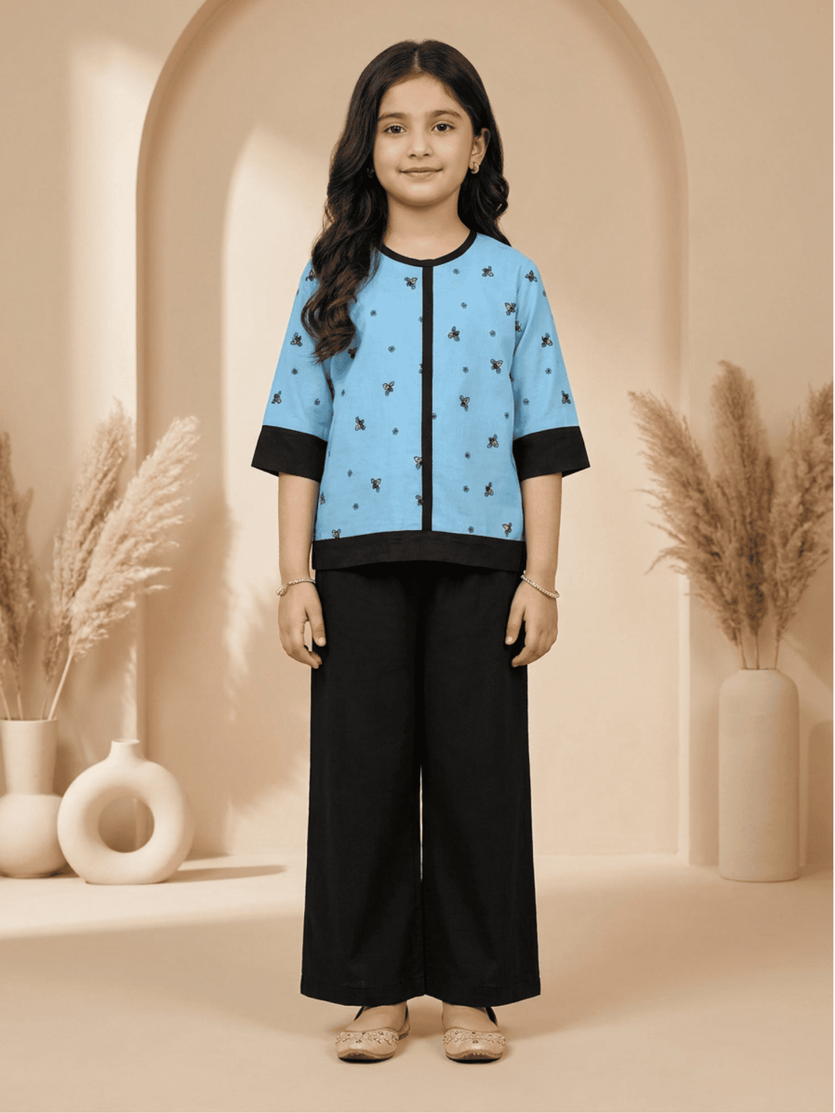 Girls Summer 2Pcs Embroidered Suit VG168-A
