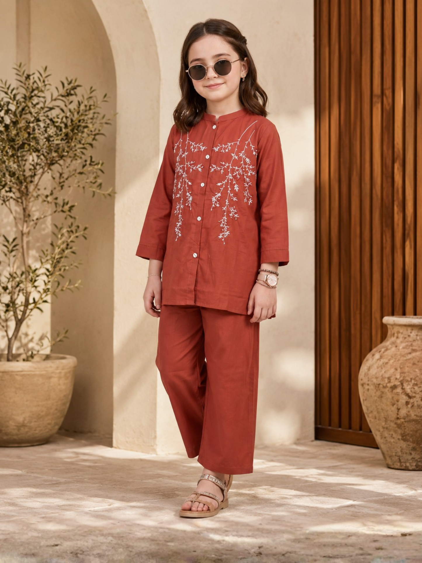 Embroidered Girls Co Ord Set VG213-B