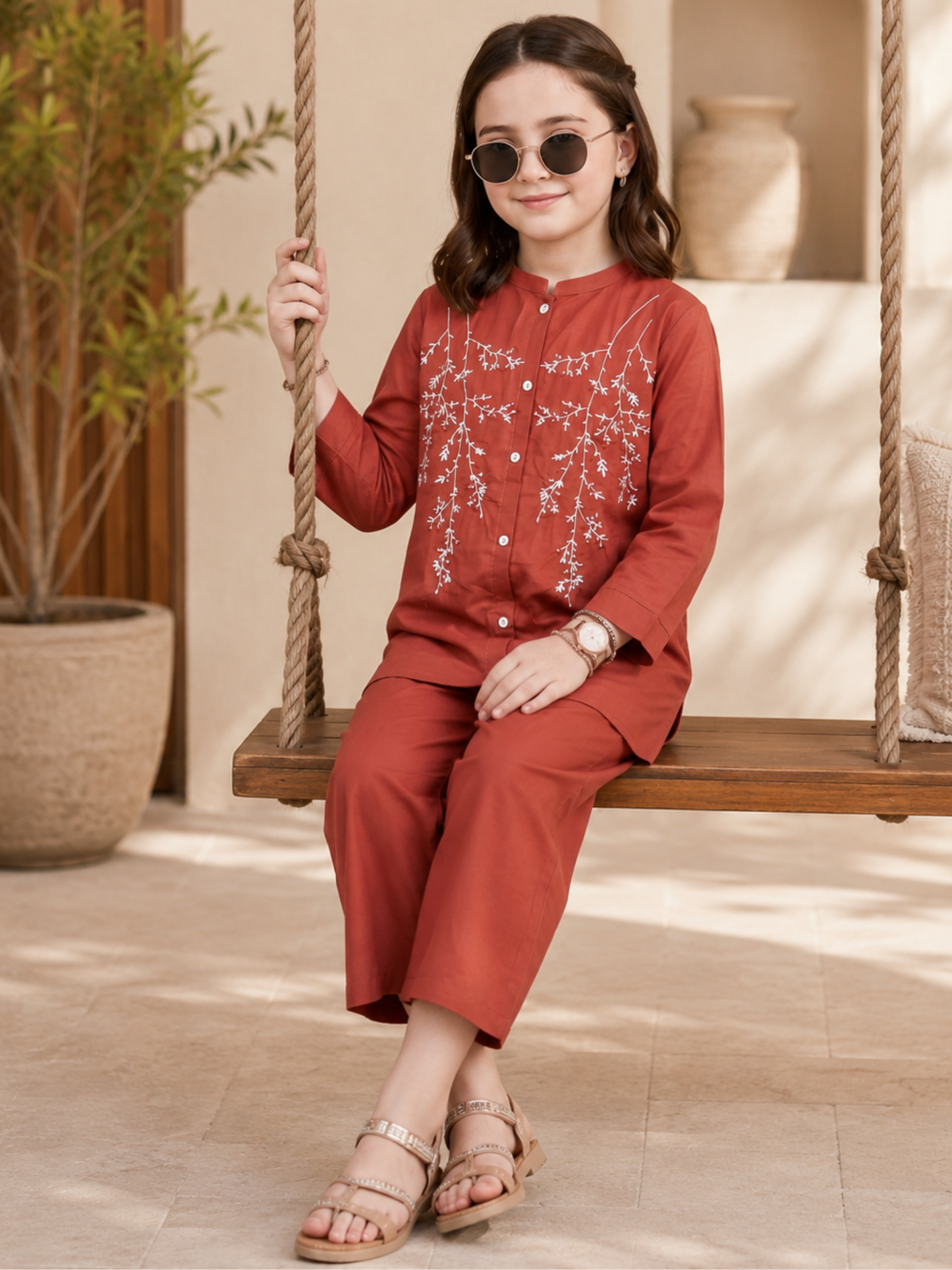Embroidered Girls Co Ord Set VG213-B