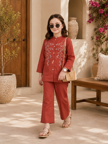 Embroidered Girls Co Ord Set VG213-B