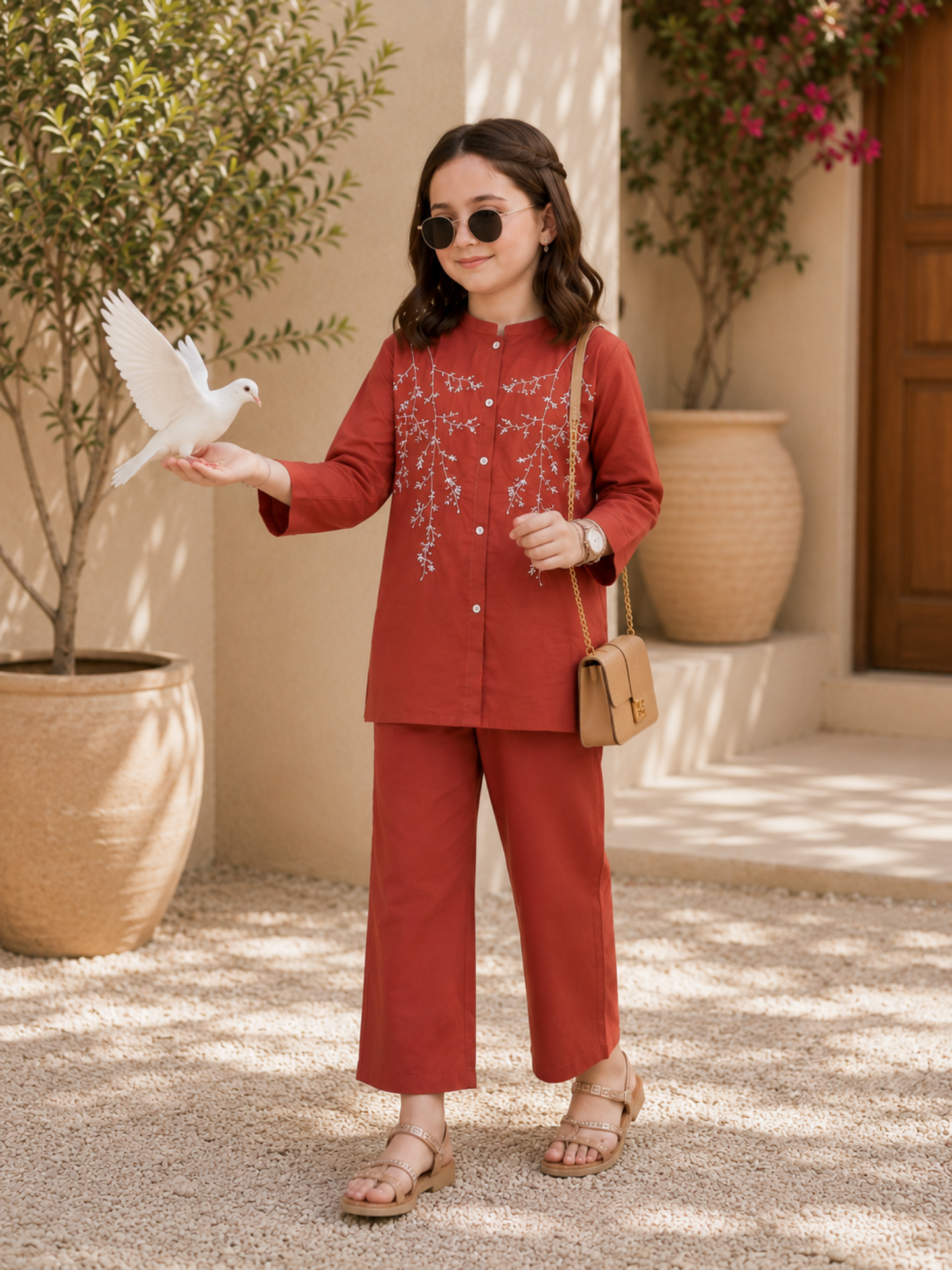 Embroidered Girls Co Ord Set VG213-B