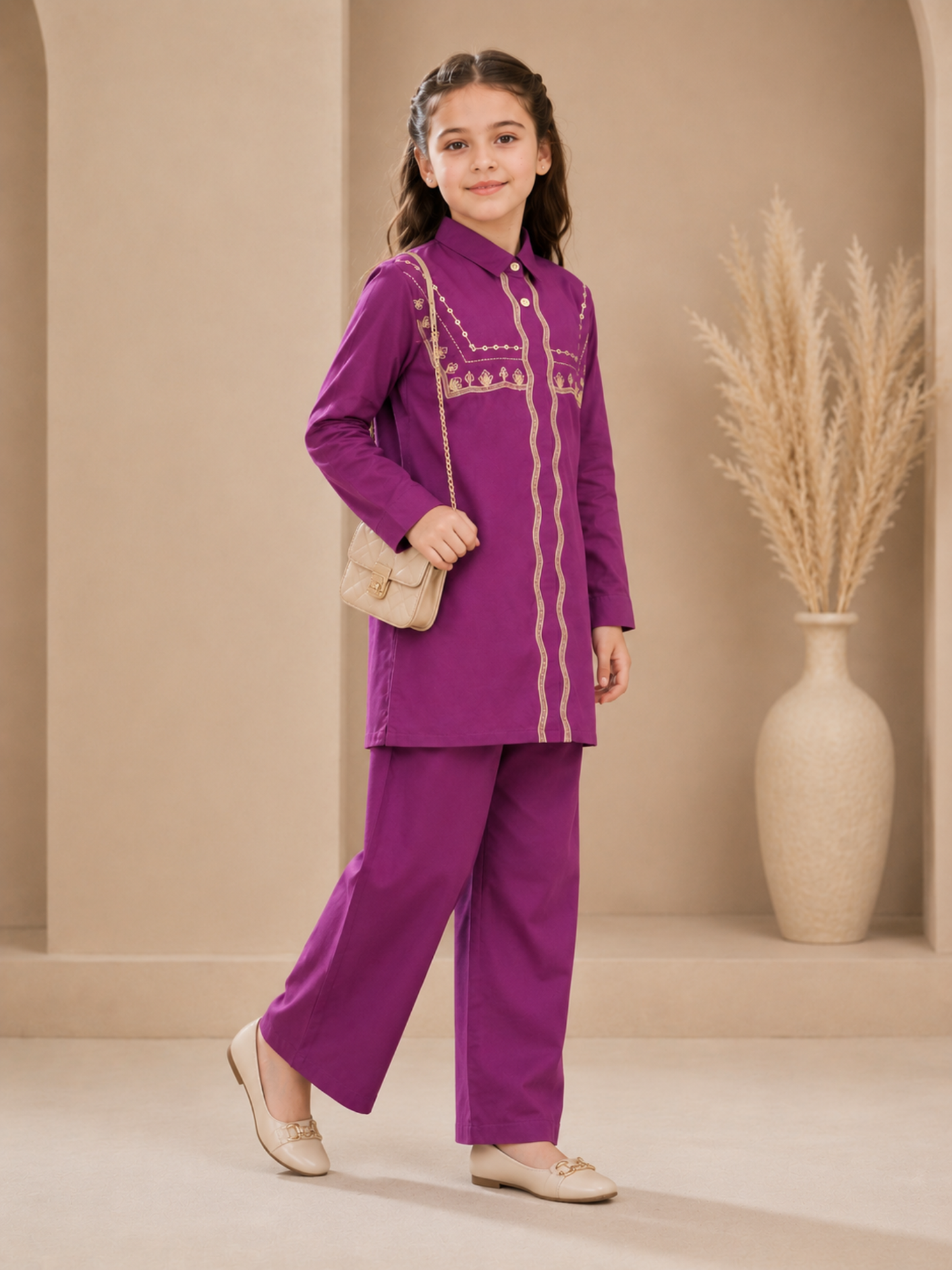 Embroidered Girls Co Ord Set VG222-B