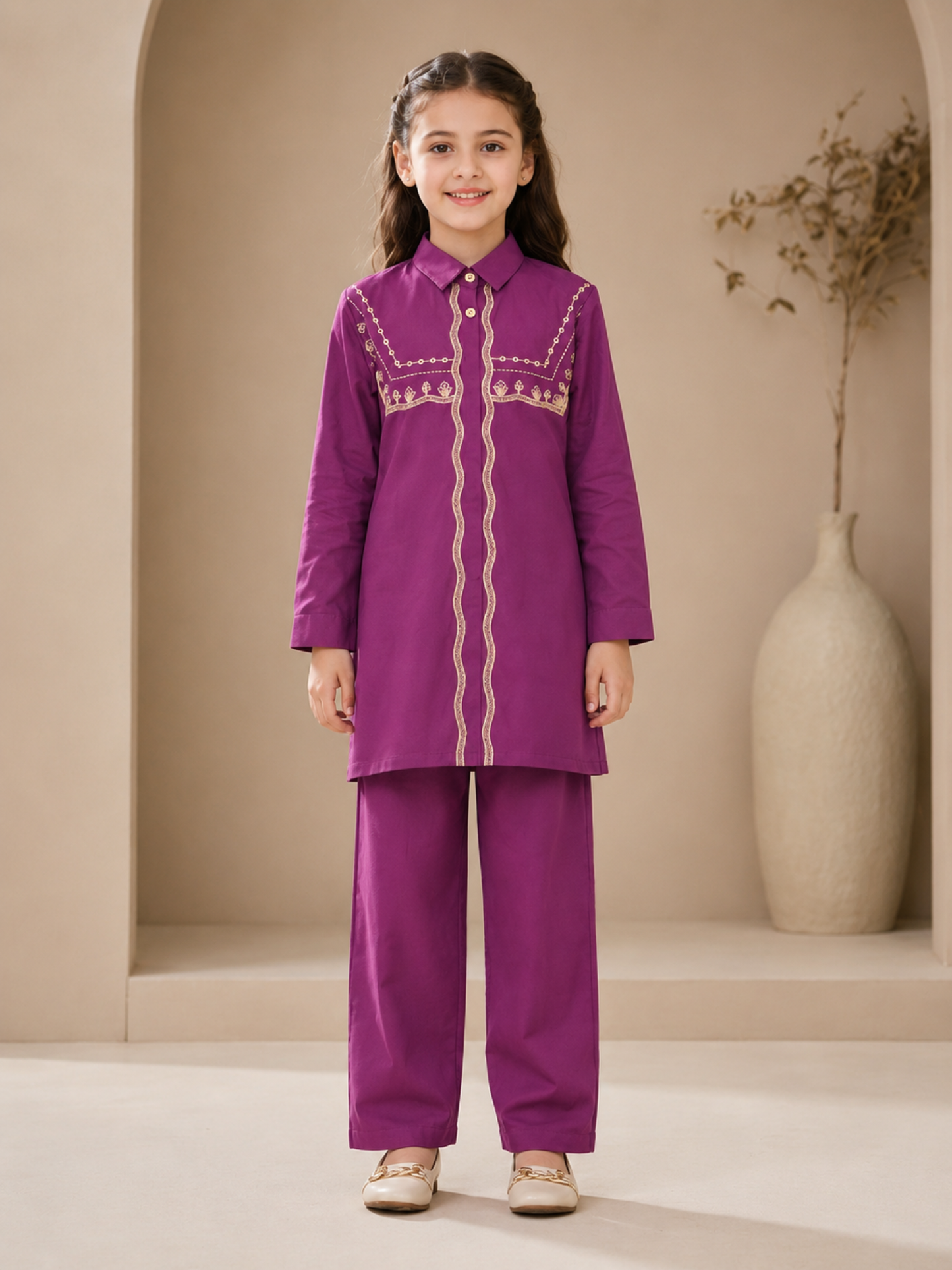 Embroidered Girls Co Ord Set VG222-B