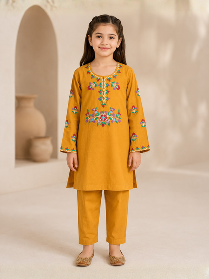 Embroidered Girls Summer 2Pcs Suit VG223-A