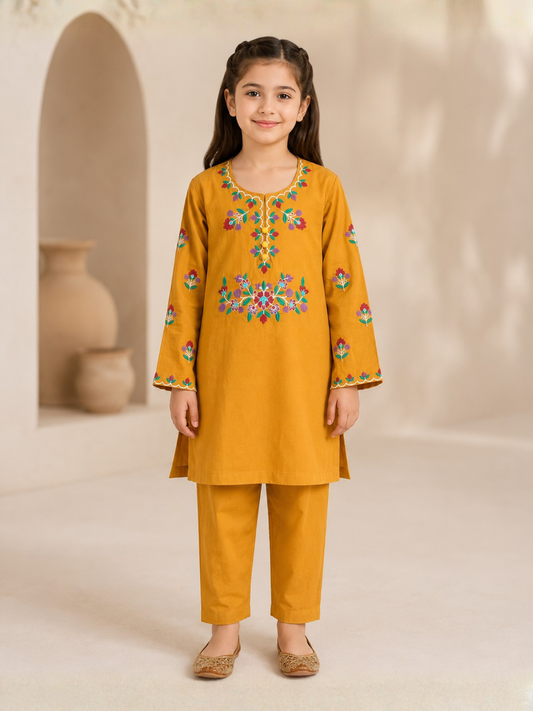 Embroidered Girls Summer 2Pcs Suit VG223-A