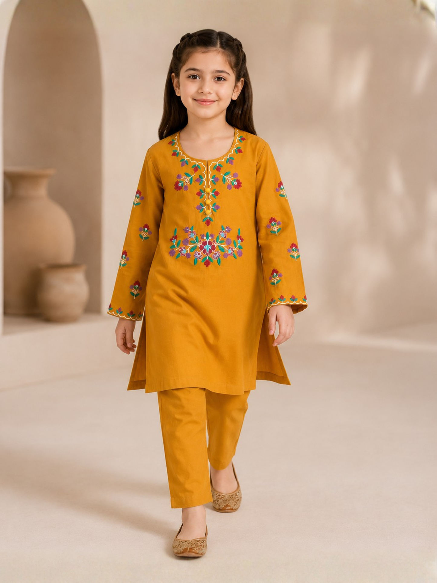 Embroidered Girls Summer 2Pcs Suit VG223-A