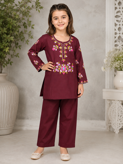 Embroidered Girls Summer 2Pcs Suit VG223-B