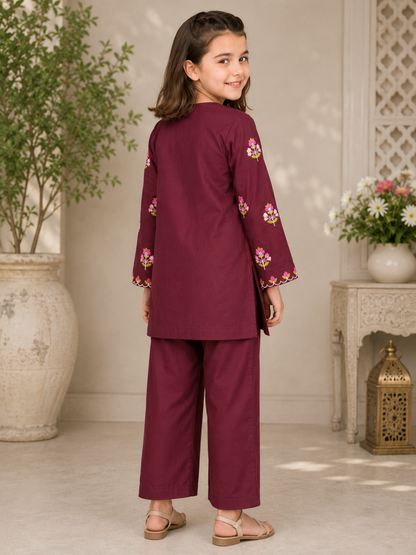 Embroidered Girls Summer 2Pcs Suit VG223-B
