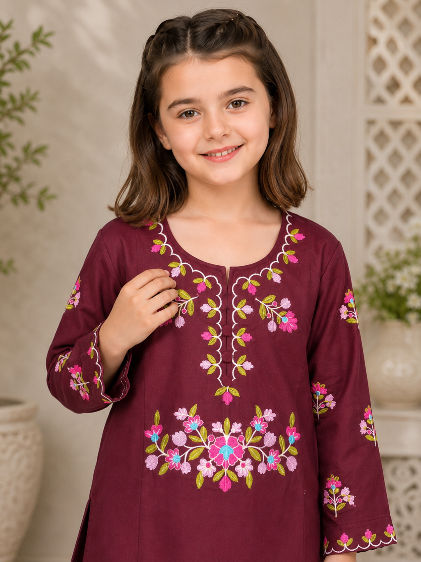 Embroidered Girls Summer 2Pcs Suit VG223-B