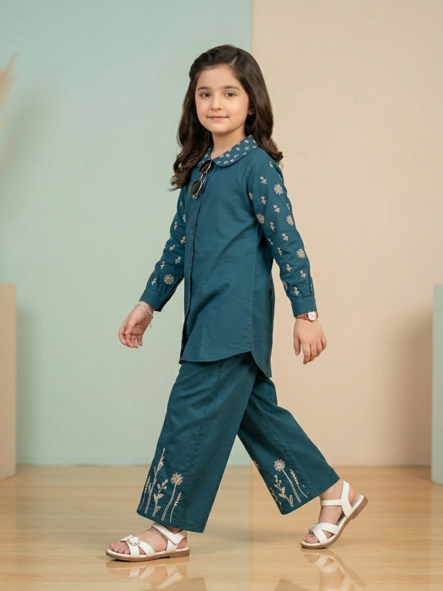 Embroidered Girls Co Ord Set VG215-A