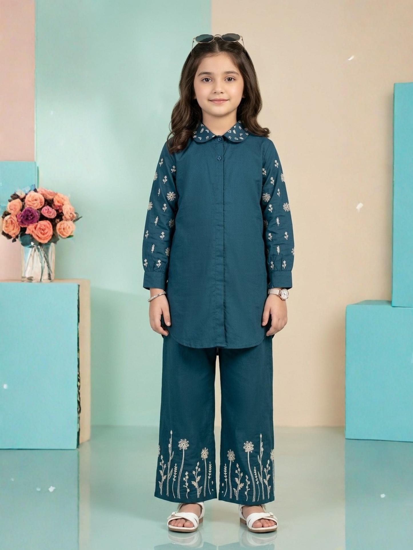 Embroidered Girls Co Ord Set VG215-A