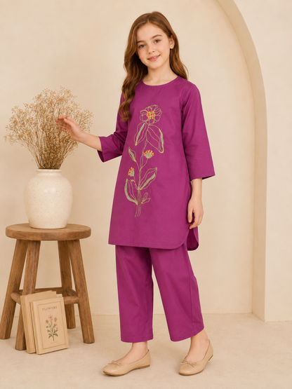 Embroidered Girls Co Ord Set VG226-A