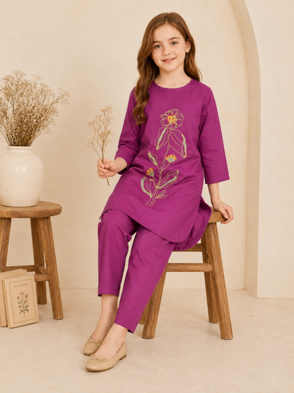 Embroidered Girls Co Ord Set VG226-A