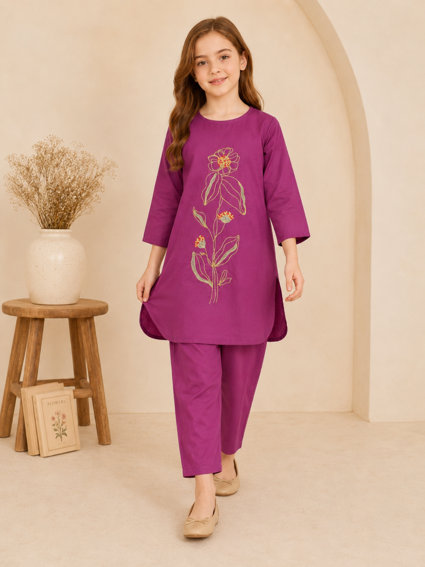 Embroidered Girls Co Ord Set VG226-A