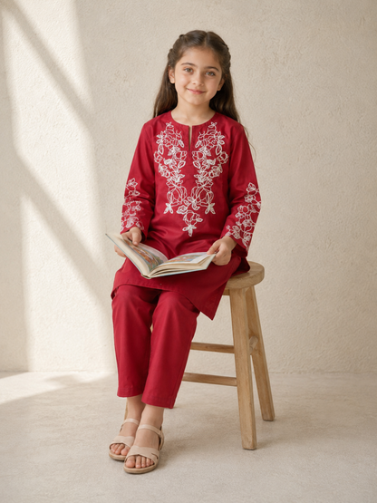 Embroidered Girls Summer 2Pcs Suit VG227-A