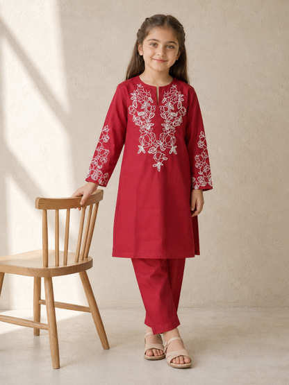 Embroidered Girls Summer 2Pcs Suit VG227-A