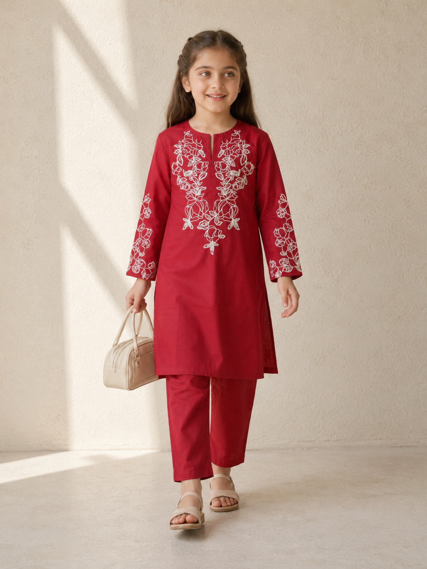 Embroidered Girls Summer 2Pcs Suit VG227-A