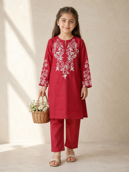 Embroidered Girls Summer 2Pcs Suit VG227-A