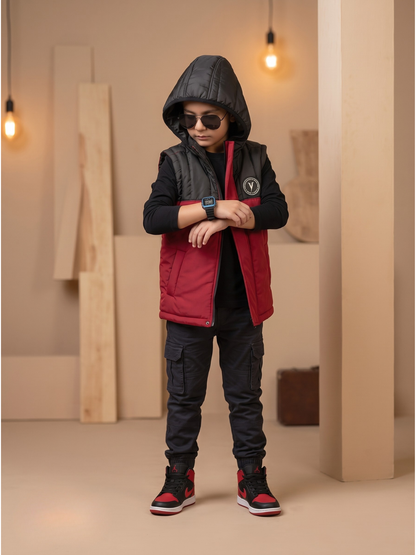 Sleeveless Hooded Puffer For Boys & Girls VJ88-A