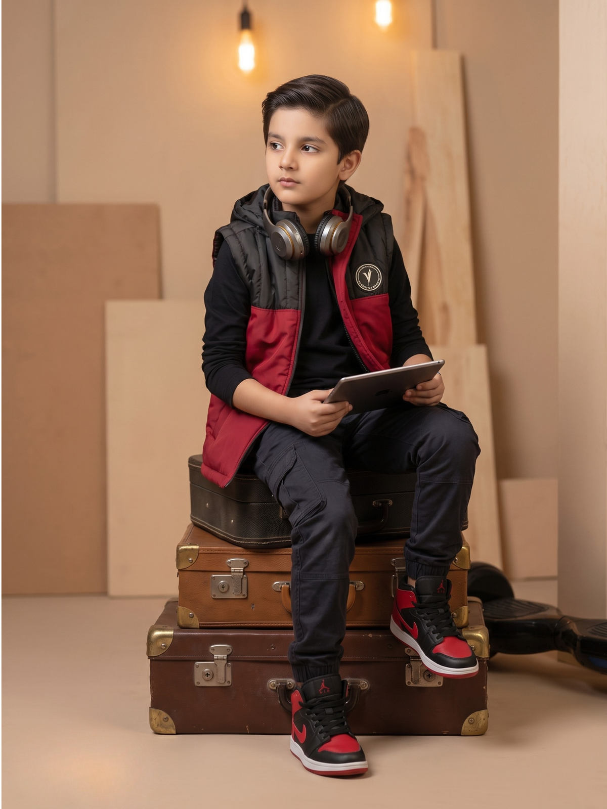 Sleeveless Hooded Puffer For Boys & Girls VJ88-A