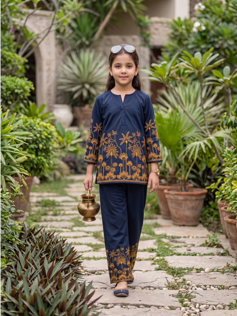 Girls Winter 2Pcs Printed Suit VG236-B