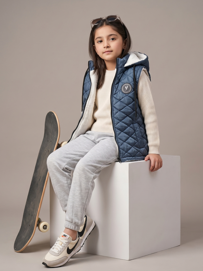 Sleeveless Hooded Puffer For Boys & Girls VJ92-B