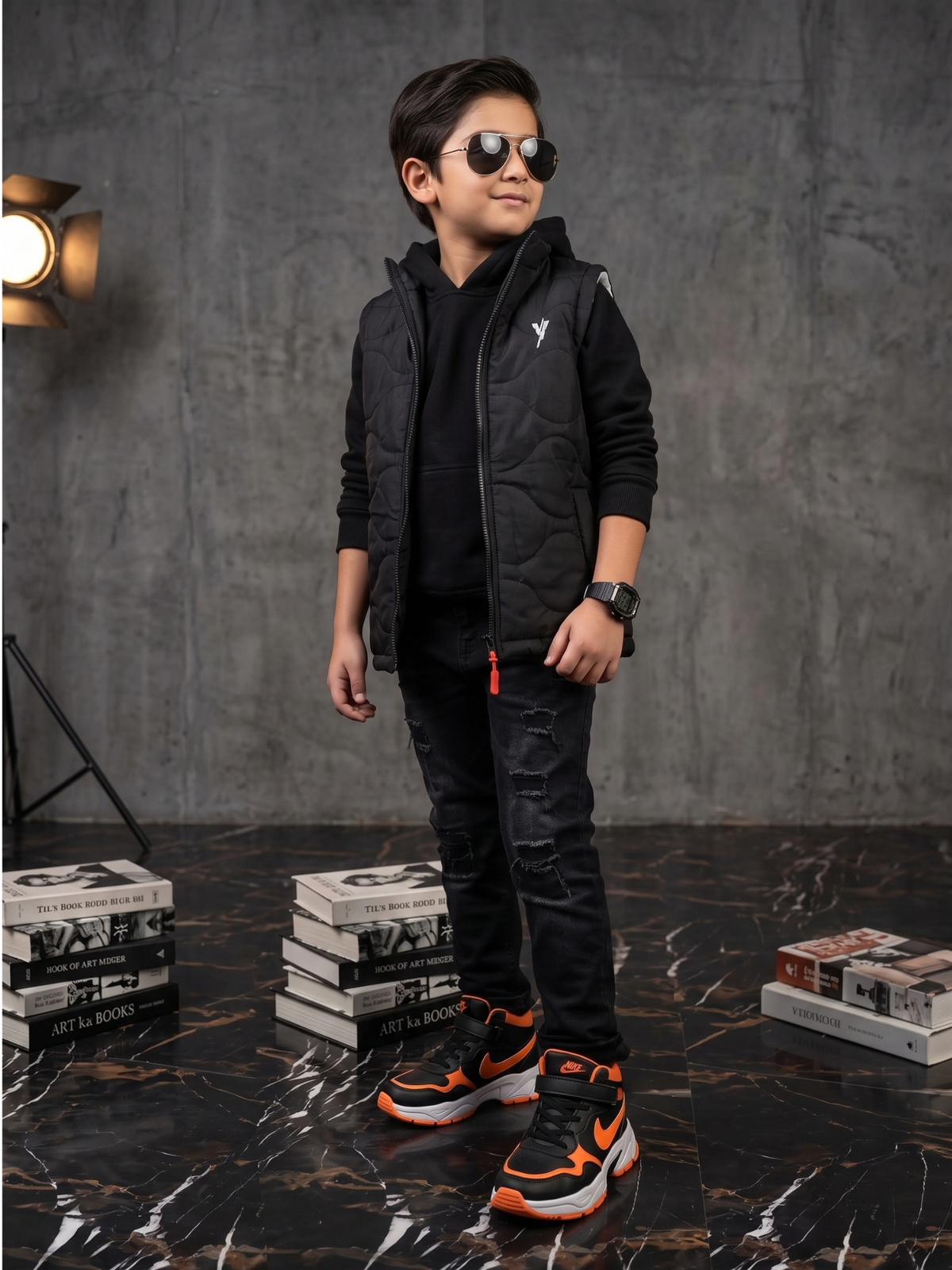 Sleeveless Hooded Puffer For Boys & Girls VJ92-A