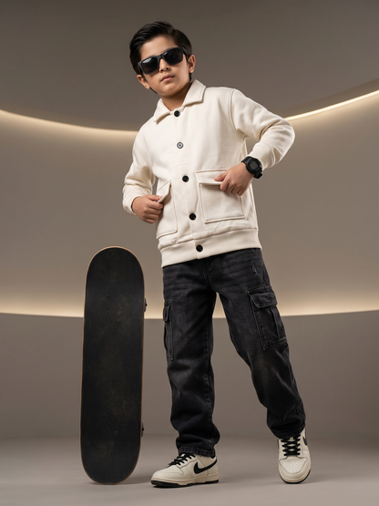 Fleece Shirt Jacket For Boys & Girls VWT76-A