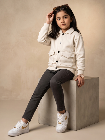 Fleece Shirt Jacket For Boys & Girls VWT76-A