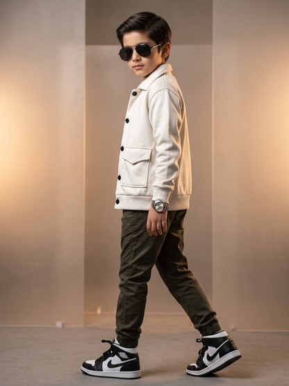 Fleece Shirt Jacket For Boys & Girls VWT76-A